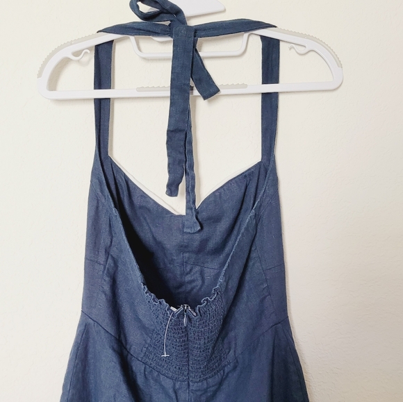 💙Reformation Navy and white halter linen dress Sz 6 - Picture 11 of 16